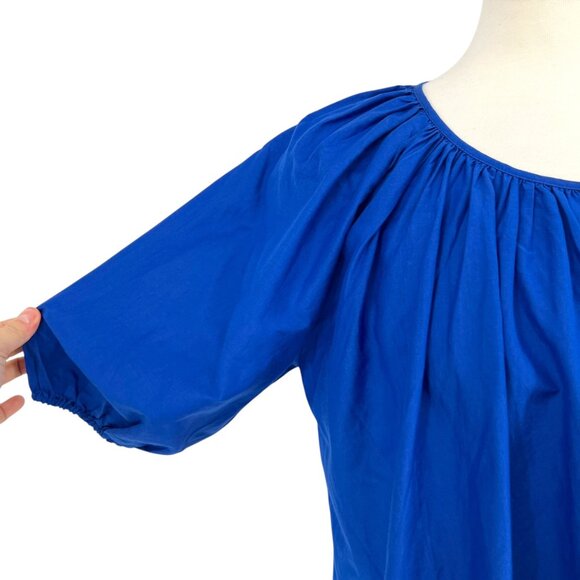 Madewell Shirred Puff-Sleeve Top Blue Cotton Silk Size Small NWT - Picture 3 of 10